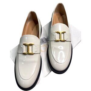 NWT Chloé Marcie Leather Loafer Eggshell W 11 US 41 EU Quiet Luxury MSRP $875